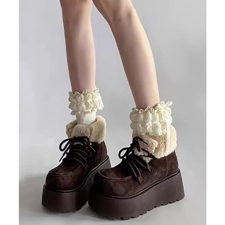 厚底ムートンブーツもこもこショートブーツ | SUNSHINE CLOSET | 詳細画像1 