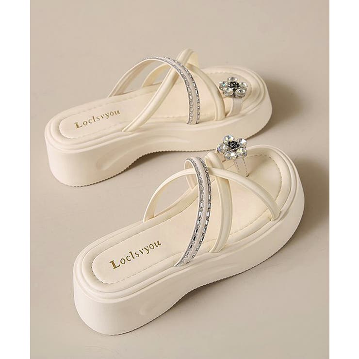 レディース ビジュー付きミュールサンダル疲れにくい お花モチーフサマーサンダル軽… | SUNSHINE CLOSET | 詳細画像17 