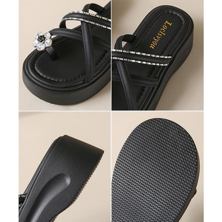 レディース ビジュー付きミュールサンダル疲れにくい お花モチーフサマーサンダル軽… | SUNSHINE CLOSET | 詳細画像20 