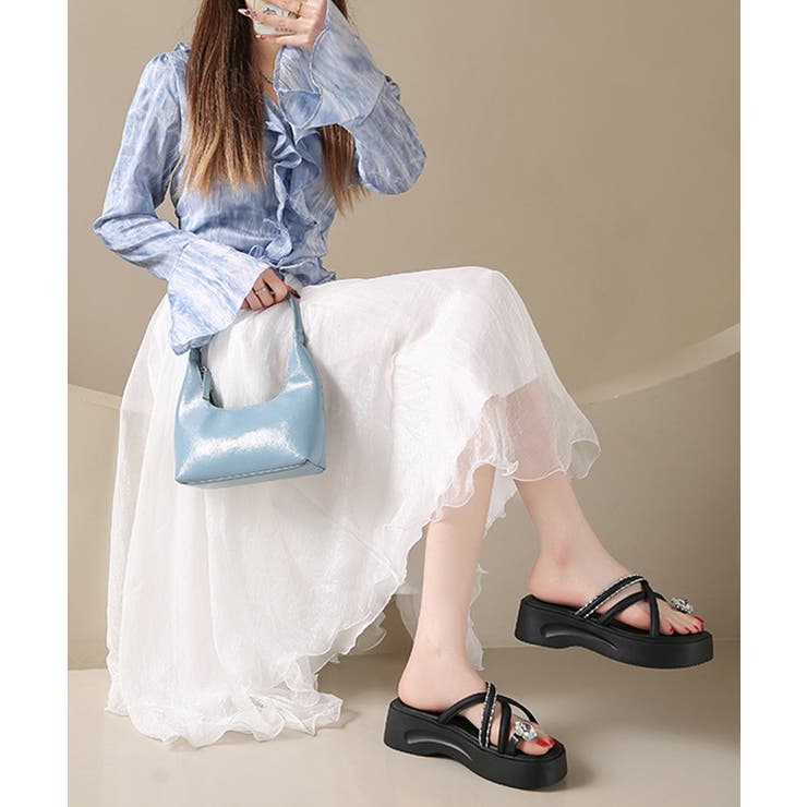 レディース ビジュー付きミュールサンダル疲れにくい お花モチーフサマーサンダル軽… | SUNSHINE CLOSET | 詳細画像6 