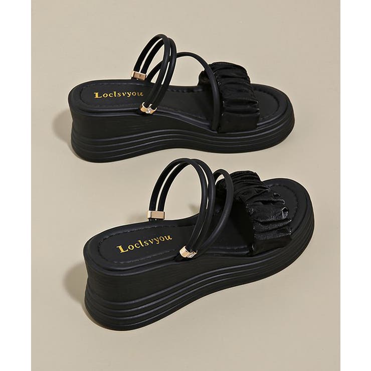 レディース ミュールサンダル 歩きやすいギャザーフリルサンダル | SUNSHINE CLOSET | 詳細画像17 