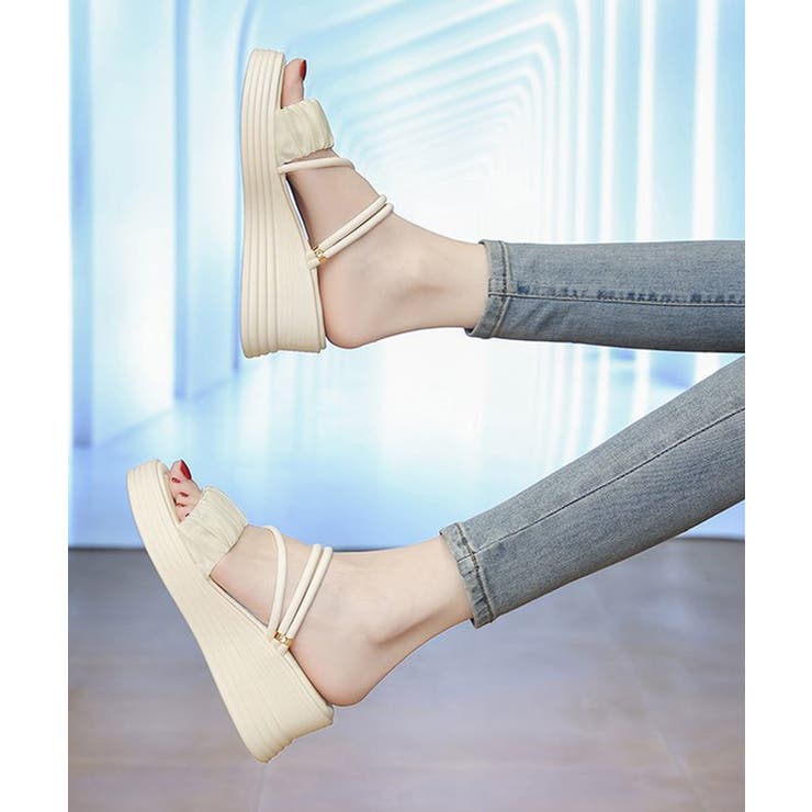 レディース ミュールサンダル 歩きやすいギャザーフリルサンダル | SUNSHINE CLOSET | 詳細画像2 