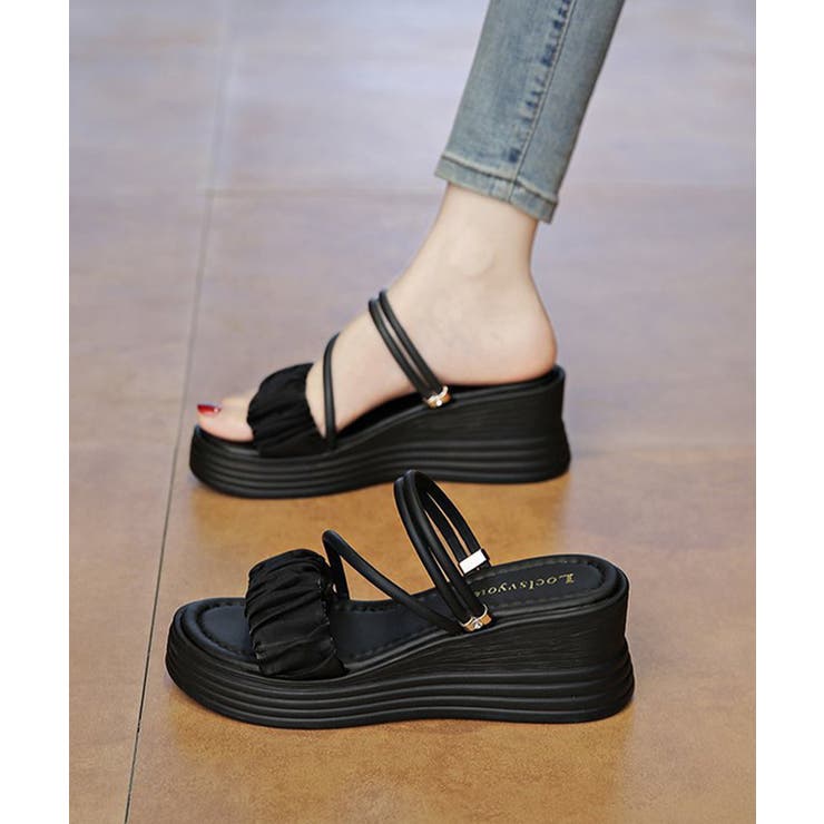 レディース ミュールサンダル 歩きやすいギャザーフリルサンダル | SUNSHINE CLOSET | 詳細画像6 