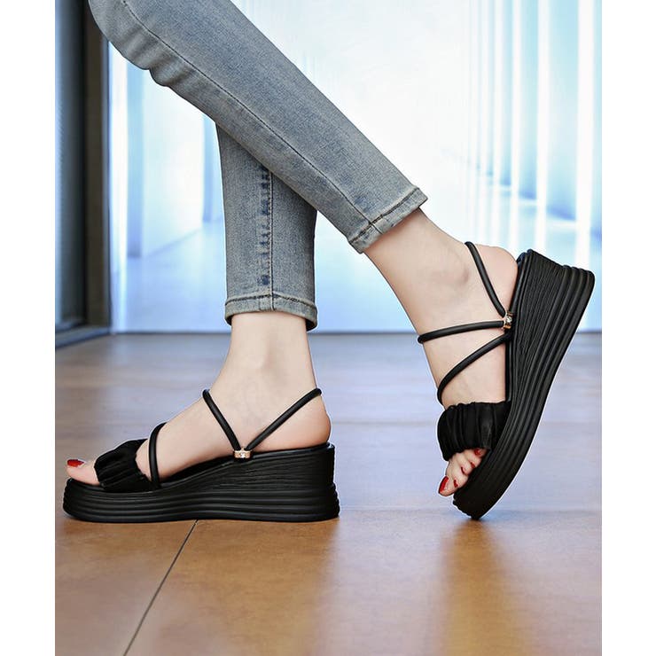 レディース ミュールサンダル 歩きやすいギャザーフリルサンダル | SUNSHINE CLOSET | 詳細画像8 