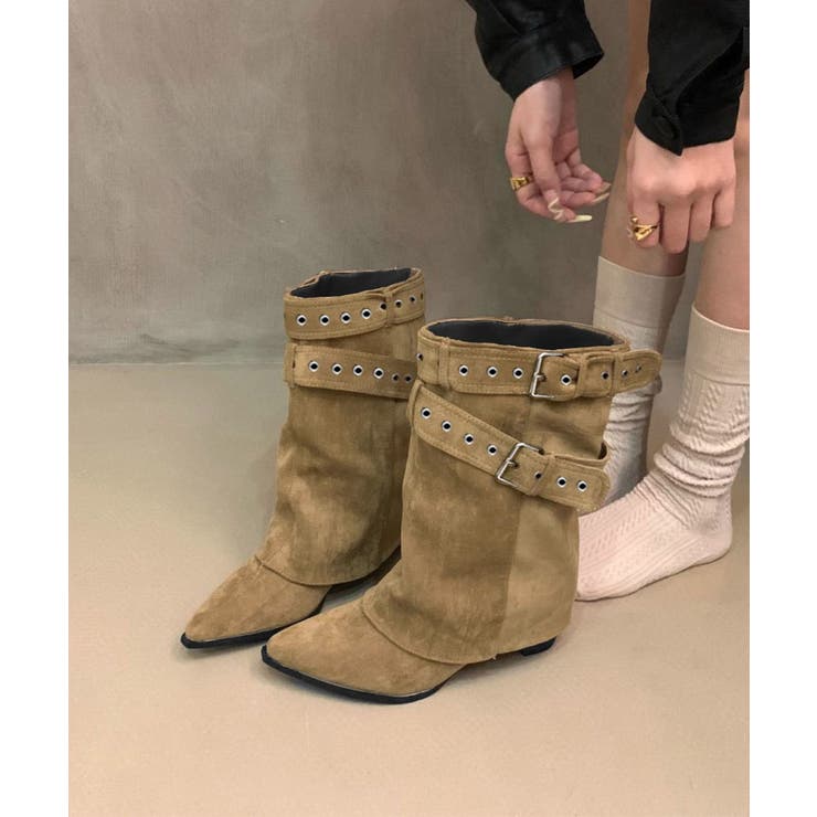 レディースバックルベルトミドルブーツ Y2Kルーズブーツ 走れるカバーブーツ履き… | SUNSHINE CLOSET | 詳細画像5 
