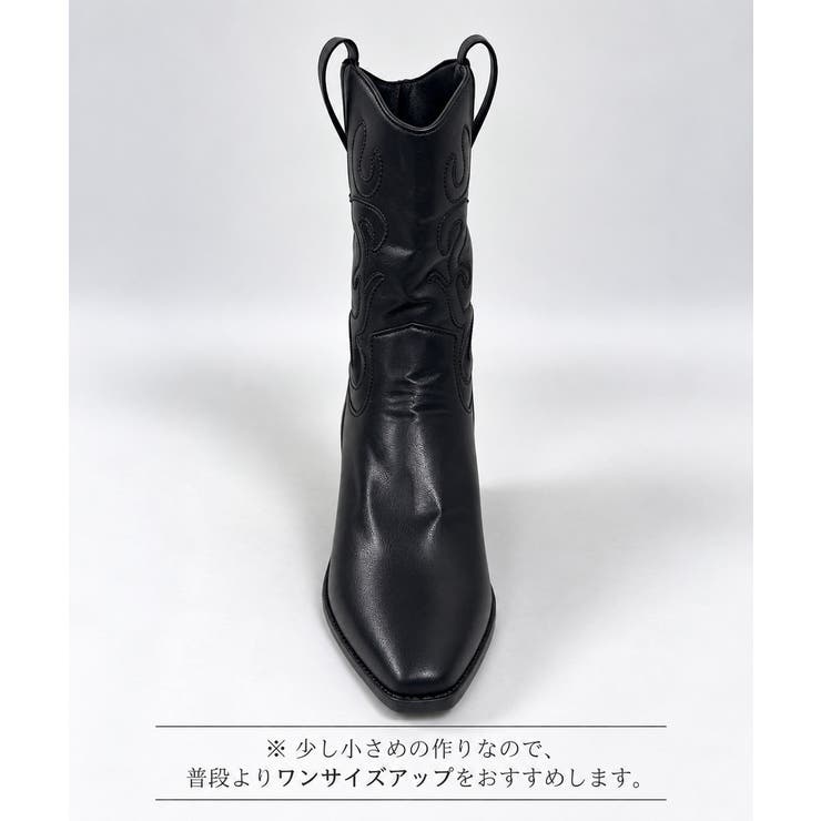 ヴィンテージライク合成皮革ミドル丈ブーツチャンキーヒーレディース 秋冬シューズ韓… | SUNSHINE CLOSET | 詳細画像14 