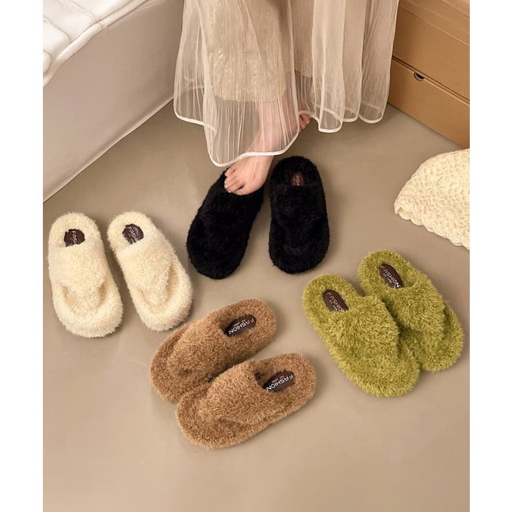 柔らかボア厚底フラットシューズ大人可愛い レディース秋冬室内履きスリッパ あった… | SUNSHINE CLOSET | 詳細画像11 