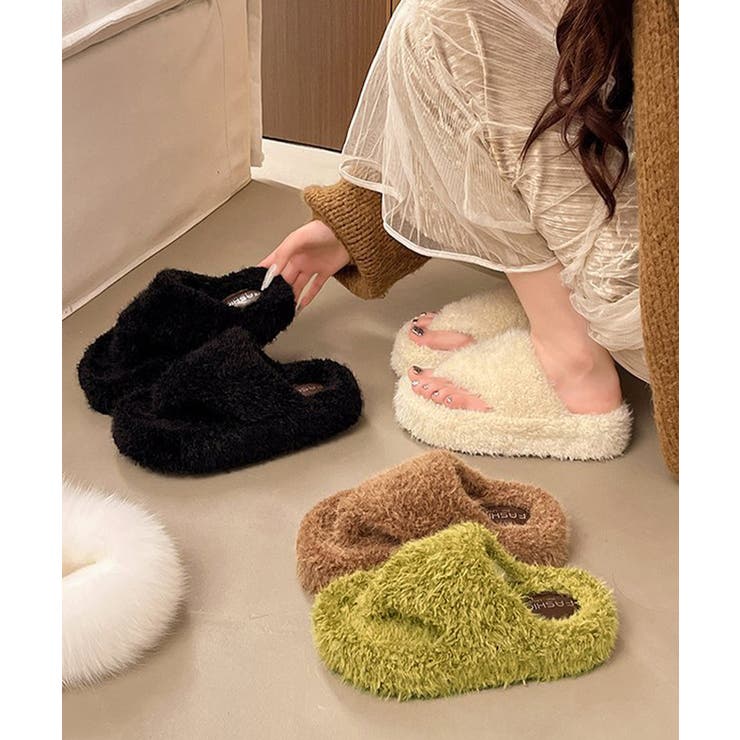 柔らかボア厚底フラットシューズ大人可愛い レディース秋冬室内履きスリッパ あった… | SUNSHINE CLOSET | 詳細画像12 