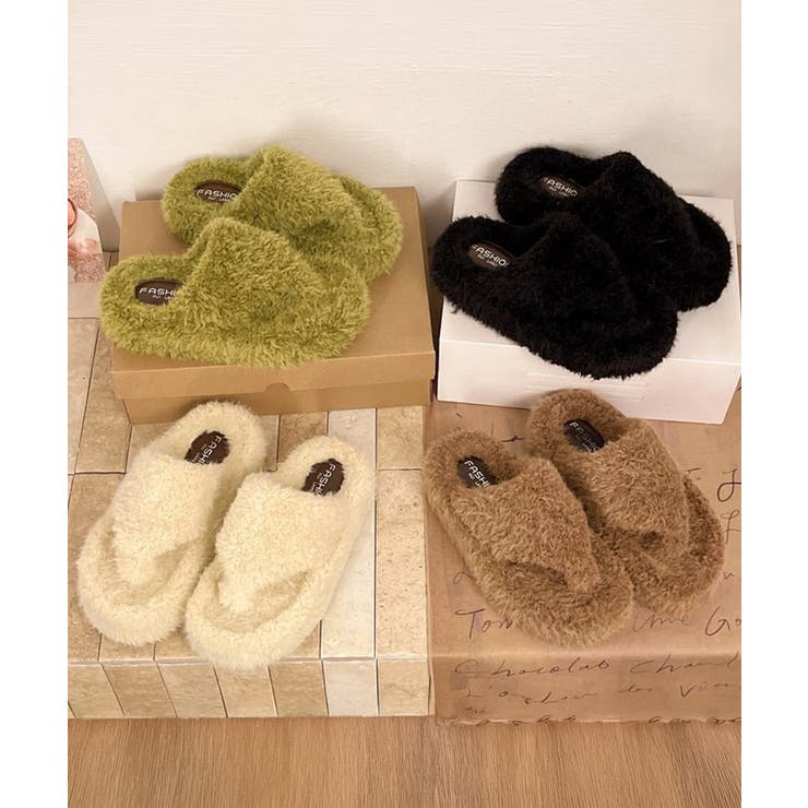 柔らかボア厚底フラットシューズ大人可愛い レディース秋冬室内履きスリッパ あった… | SUNSHINE CLOSET | 詳細画像13 