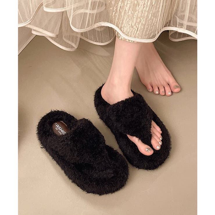 柔らかボア厚底フラットシューズ大人可愛い レディース秋冬室内履きスリッパ あった… | SUNSHINE CLOSET | 詳細画像2 