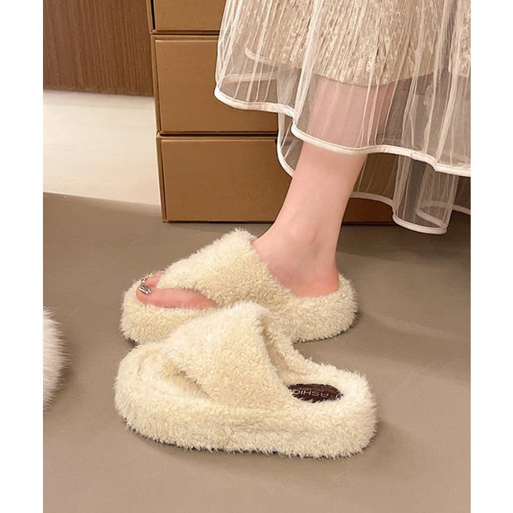 柔らかボア厚底フラットシューズ大人可愛い レディース秋冬室内履きスリッパ あった… | SUNSHINE CLOSET | 詳細画像5 