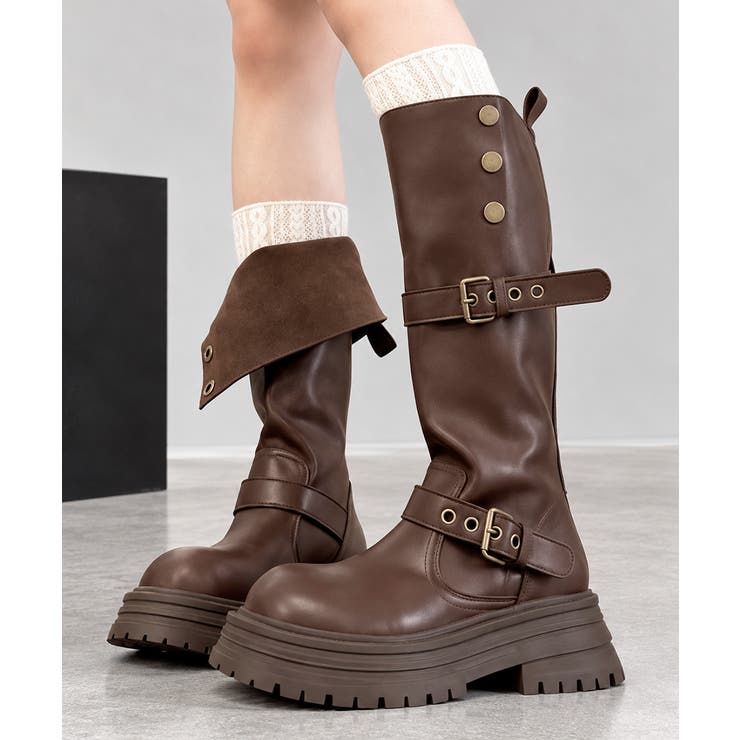 レディースヴィンテージ風折り返しブーツボリュームソール靴ラウンドトゥ 防寒シュー… | SUNSHINE CLOSET | 詳細画像16 