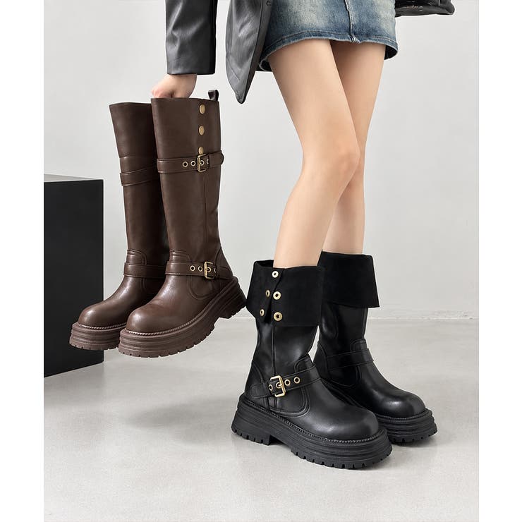 レディースヴィンテージ風折り返しブーツボリュームソール靴ラウンドトゥ 防寒シュー… | SUNSHINE CLOSET | 詳細画像19 