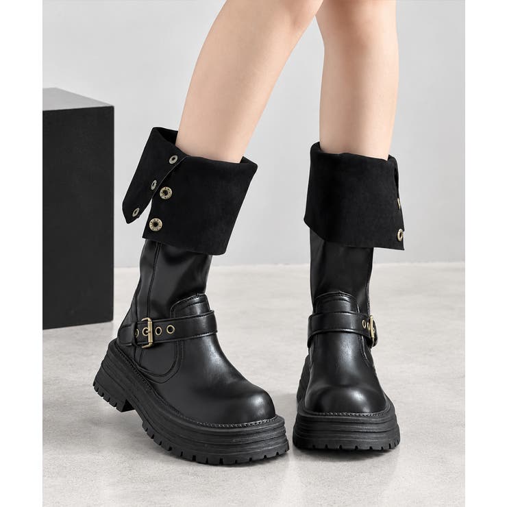 レディースヴィンテージ風折り返しブーツボリュームソール靴ラウンドトゥ 防寒シュー… | SUNSHINE CLOSET | 詳細画像8 