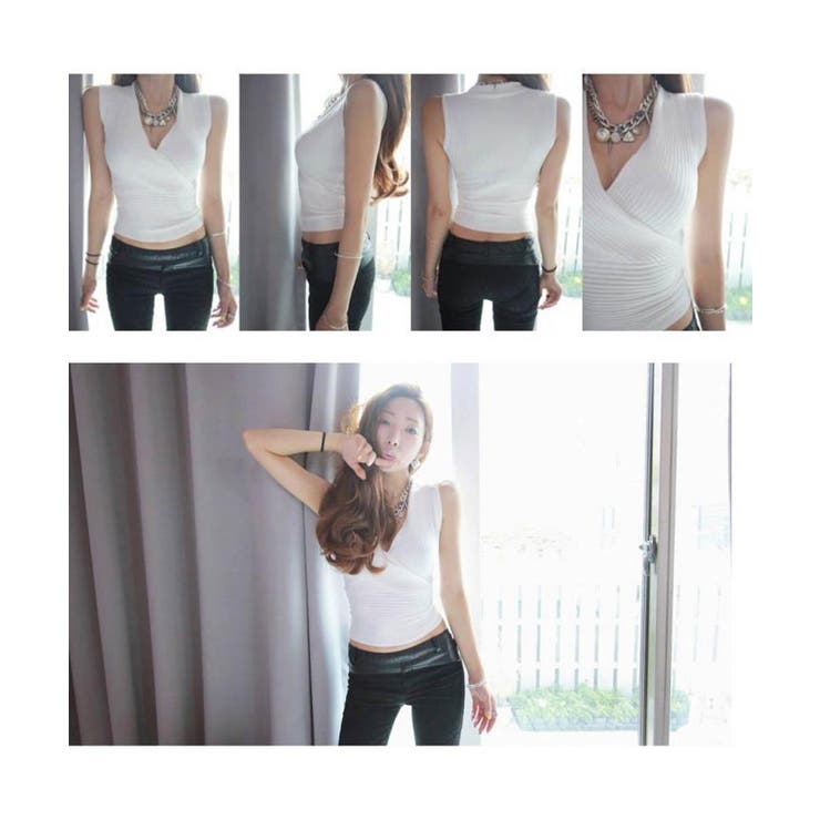 Vネックリブニットトップス サマーニット | SUNSHINE CLOSET | 詳細画像5 