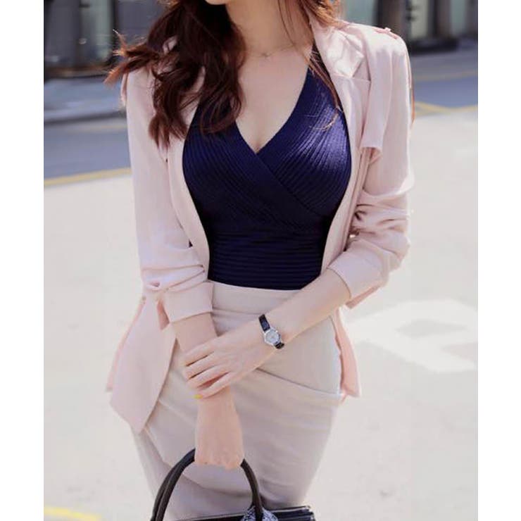 Vネックリブニットトップス サマーニット | SUNSHINE CLOSET | 詳細画像8 