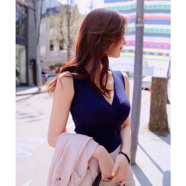 Vネックリブニットトップス サマーニット | SUNSHINE CLOSET | 詳細画像9 