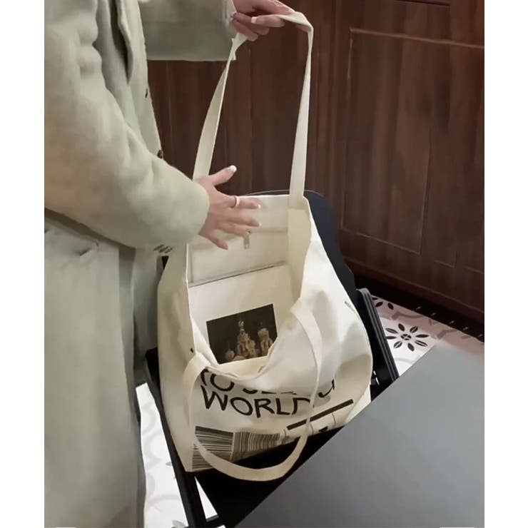 英字ロゴトートバッグa4縦型バッグ帆布鞄 | SUNSHINE CLOSET | 詳細画像12 