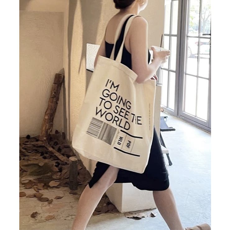 英字ロゴトートバッグa4縦型バッグ帆布鞄 | SUNSHINE CLOSET | 詳細画像5 