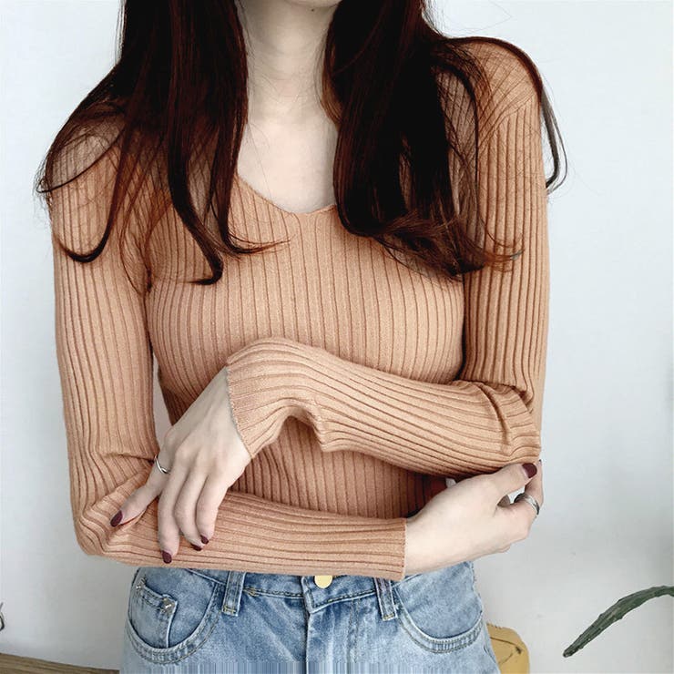 タイト リブニット vネック きれいめ | SUNSHINE CLOSET | 詳細画像4