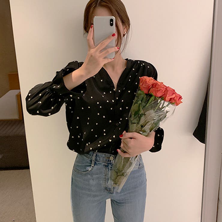 ハート柄 シャツブラウス レディースVネック | SUNSHINE CLOSET | 詳細画像10 