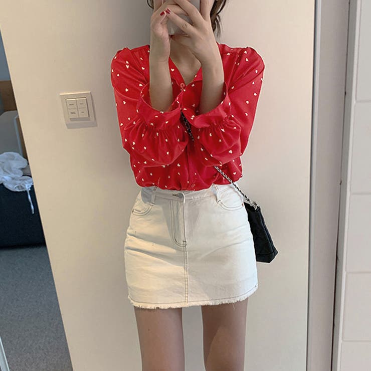 ハート柄 シャツブラウス レディースVネック | SUNSHINE CLOSET | 詳細画像11 