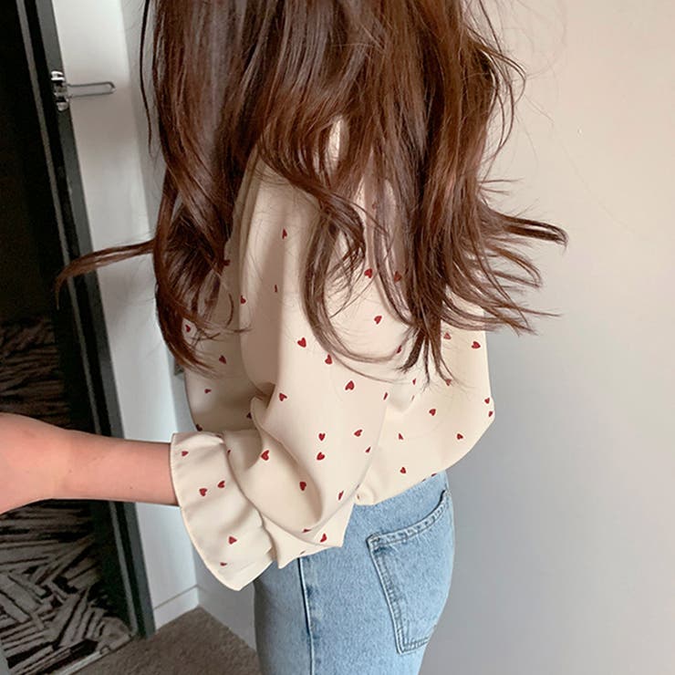 ハート柄 シャツブラウス レディースVネック | SUNSHINE CLOSET | 詳細画像7 