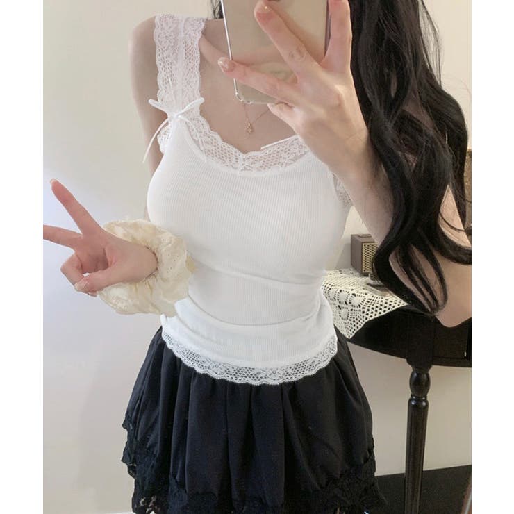 レースタンクトップ リブインナー 薄手 | SUNSHINE CLOSET | 詳細画像4 