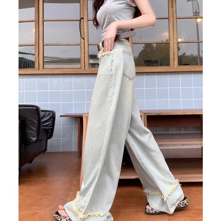 ハイウエスト デニムワイドパンツ 韓国風 | SUNSHINE CLOSET | 詳細画像10 