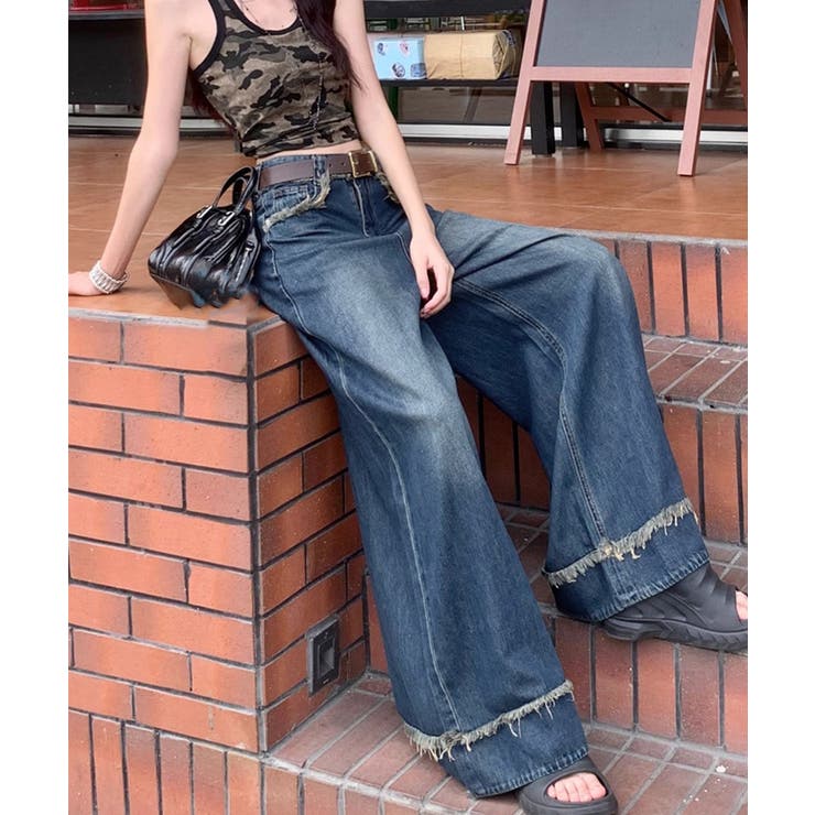 ハイウエスト デニムワイドパンツ 韓国風 | SUNSHINE CLOSET | 詳細画像5 