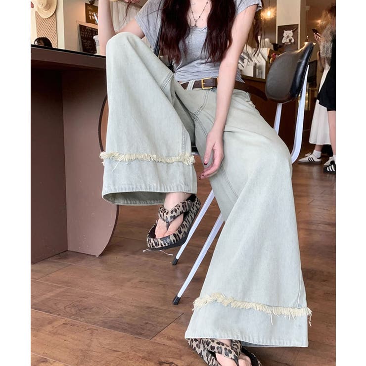 ハイウエスト デニムワイドパンツ 韓国風 | SUNSHINE CLOSET | 詳細画像8 