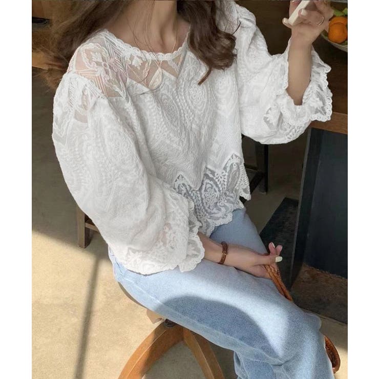 レース透かし袖ボリュームブラウス 春夏 | SUNSHINE CLOSET | 詳細画像4 