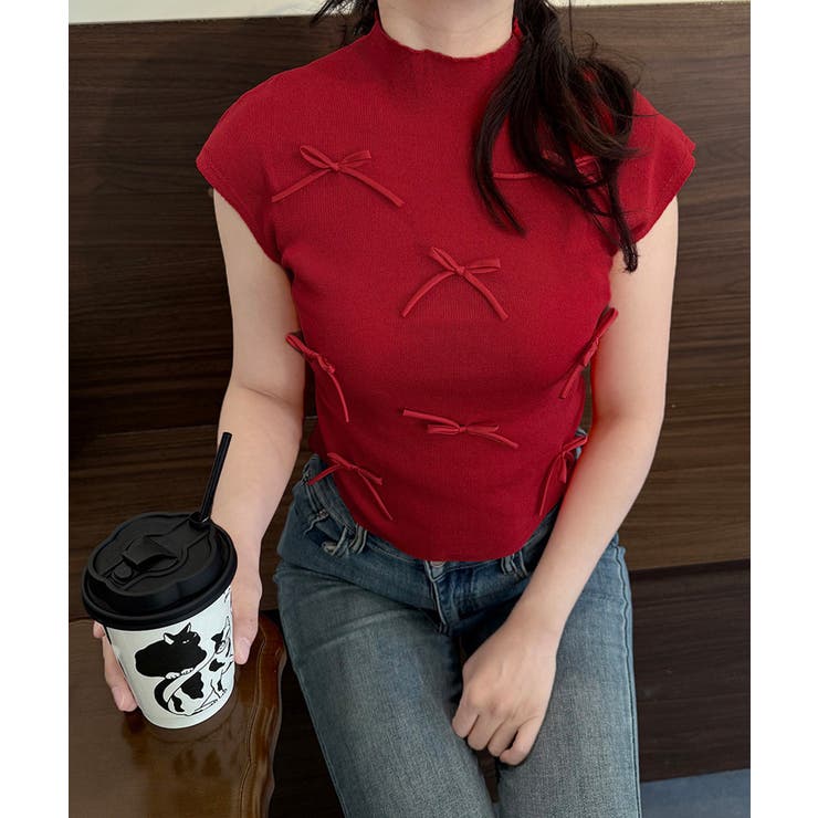 リボン付きリブニット プチハイネック夏服 | SUNSHINE CLOSET | 詳細画像11 