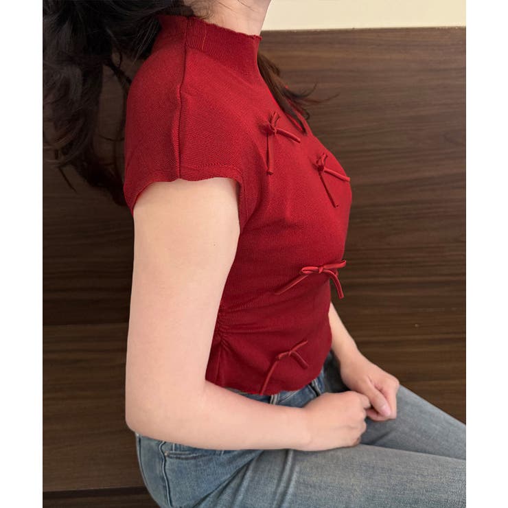 リボン付きリブニット プチハイネック夏服 | SUNSHINE CLOSET | 詳細画像12 