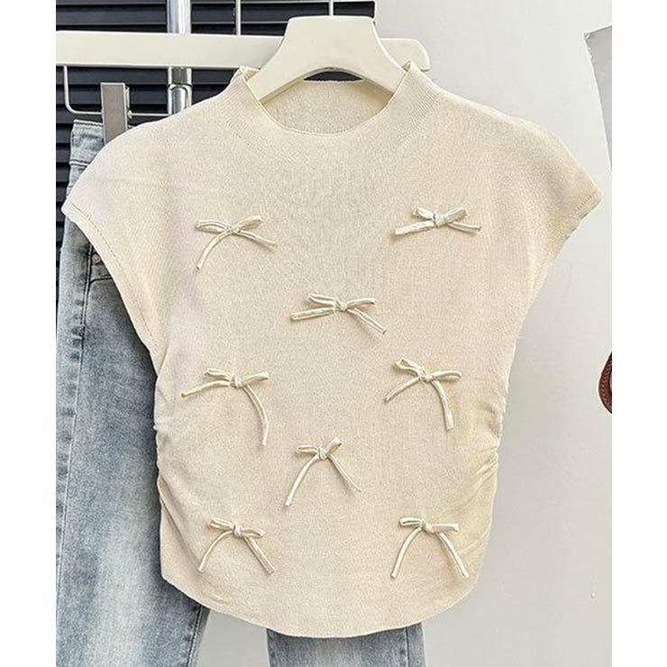 リボン付きリブニット プチハイネック夏服 | SUNSHINE CLOSET | 詳細画像14 