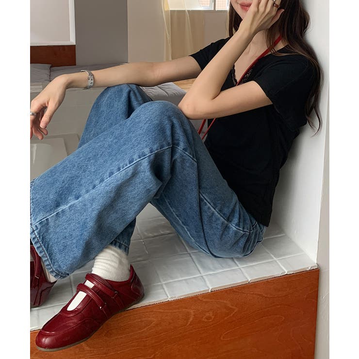 VネックTシャツ春夏 半袖トップス韓国風 | SUNSHINE CLOSET | 詳細画像14 