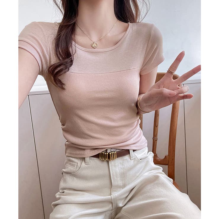 リブTシャツ 異素材切り替えカットソー | SUNSHINE CLOSET | 詳細画像2 