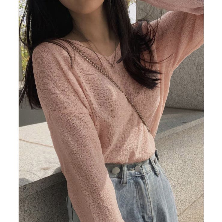 透け感ニットトップス Vネック 長袖春服 | SUNSHINE CLOSET | 詳細画像11 