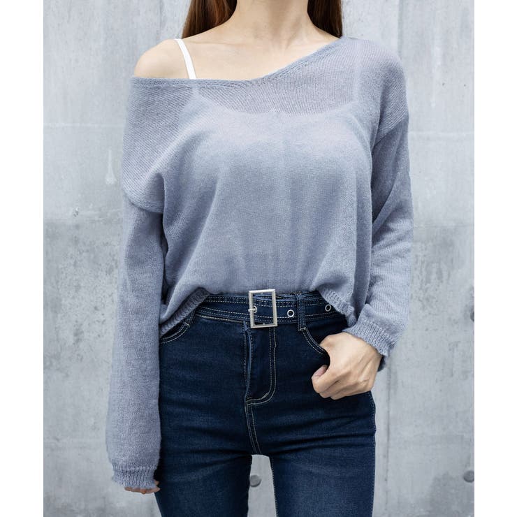 透け感ニットトップス Vネック 長袖春服 | SUNSHINE CLOSET | 詳細画像13 