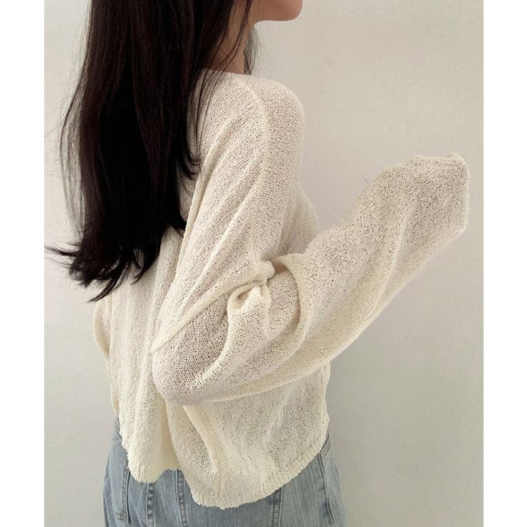 透け感ニットトップス Vネック 長袖春服 | SUNSHINE CLOSET | 詳細画像4 