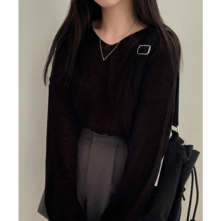 透け感ニットトップス Vネック 長袖春服 | SUNSHINE CLOSET | 詳細画像7 