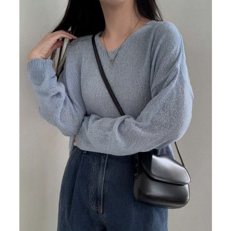 透け感ニットトップス Vネック 長袖春服 | SUNSHINE CLOSET | 詳細画像9 