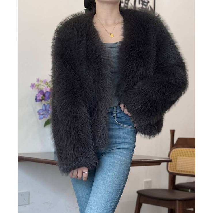 韓国風ノーカラーフェイクファージャケット | SUNSHINE CLOSET | 詳細画像13 