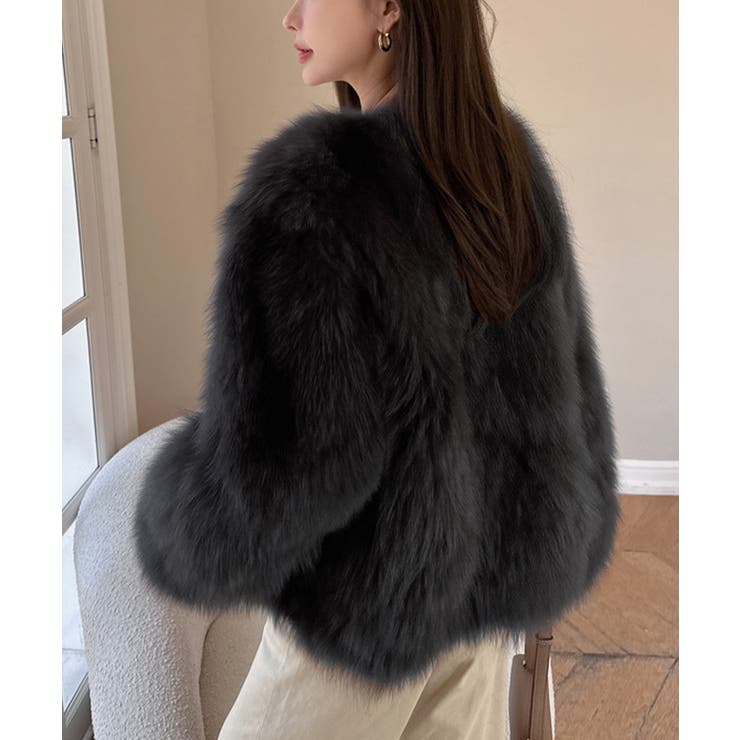 韓国風ノーカラーフェイクファージャケット | SUNSHINE CLOSET | 詳細画像3 