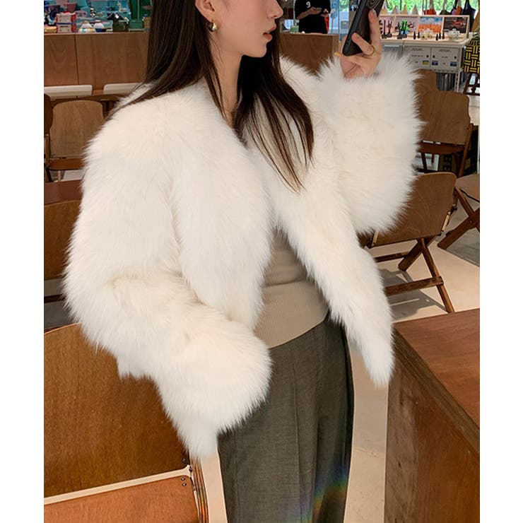 韓国風ノーカラーフェイクファージャケット | SUNSHINE CLOSET | 詳細画像7 