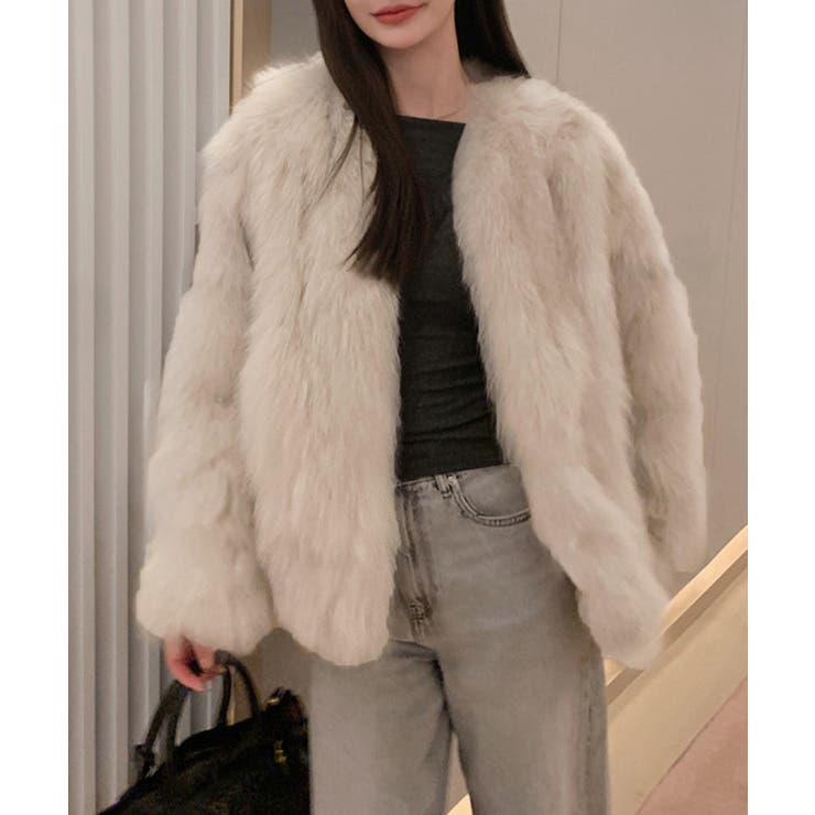 韓国風ノーカラーフェイクファージャケット | SUNSHINE CLOSET | 詳細画像8 