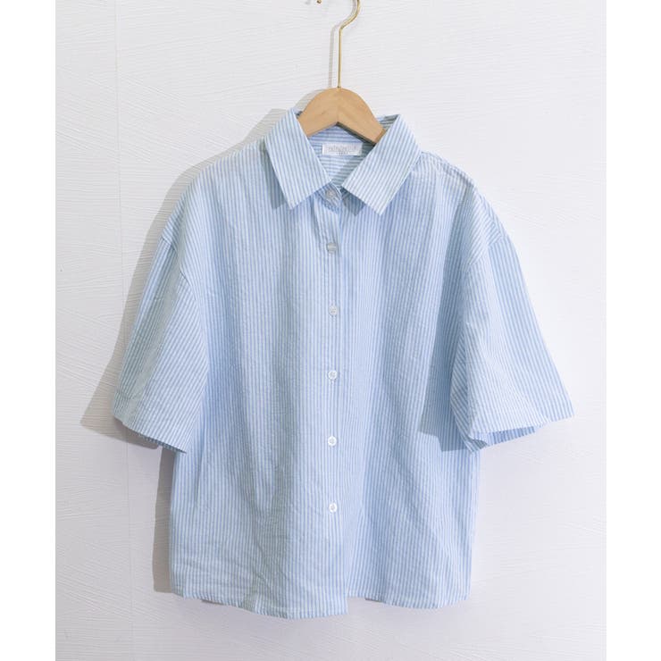爽やかストライプ ゆったり半袖シャツ ナチュラルブラウス | SUNSHINE CLOSET | 詳細画像20 