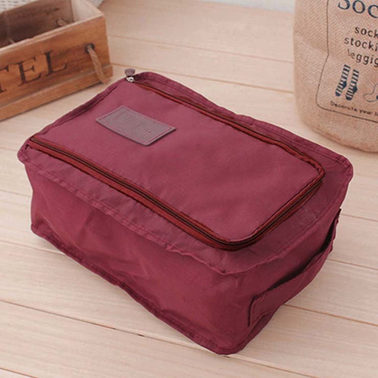 ワインレッド | シューズポーチ 持ち運び トラベルグッズ | SUNSHINE CLOSET