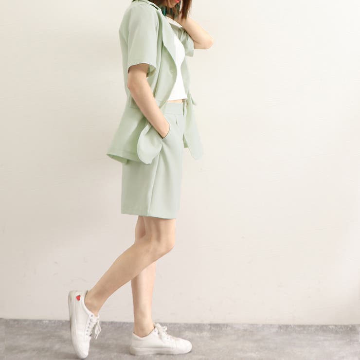 半袖ジャケット ショートパンツ セット夏[品番：AGCW0004419