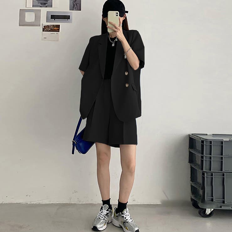 半袖ジャケット ショートパンツ セット夏[品番：AGCW0004419